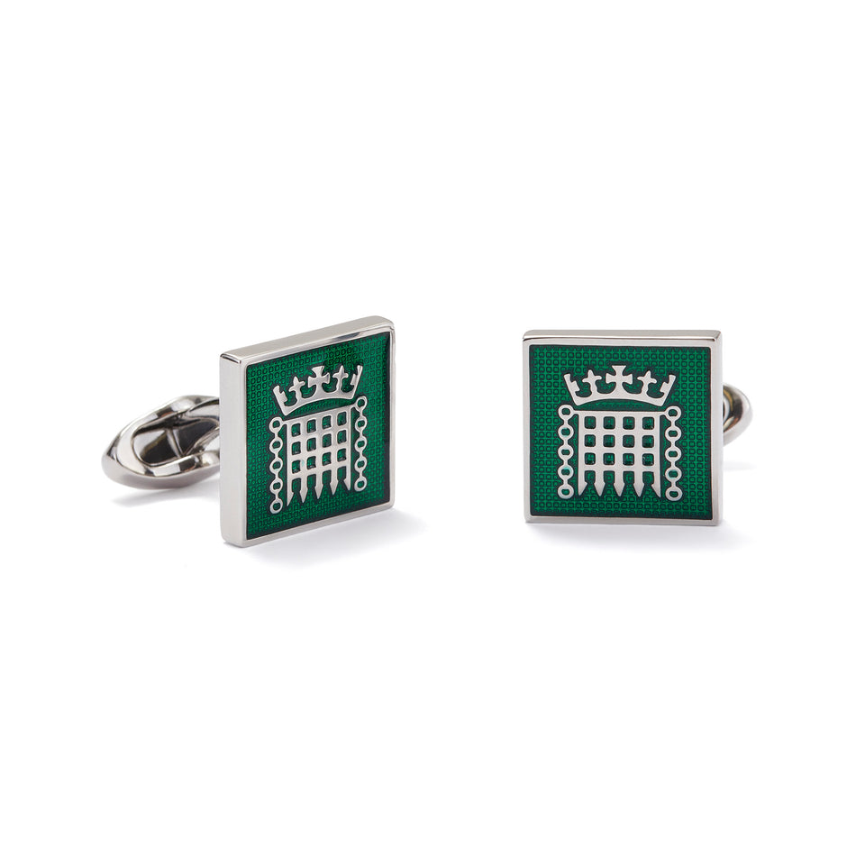 House of Commons Square Silver-Plated Portcullis Cufflinks featured image