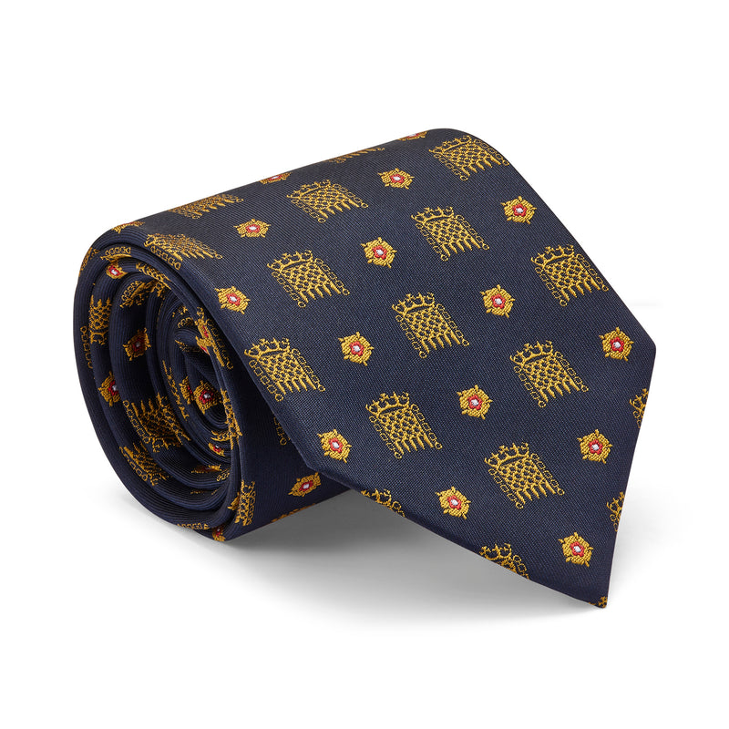 House of Lords Navy Tudor Rose Silk Tie