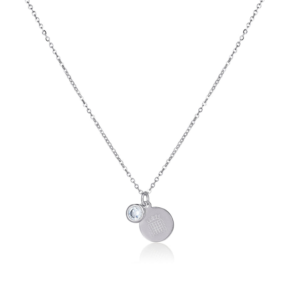 Silver and Cubic Zirconia Portcullis Necklace featured image
