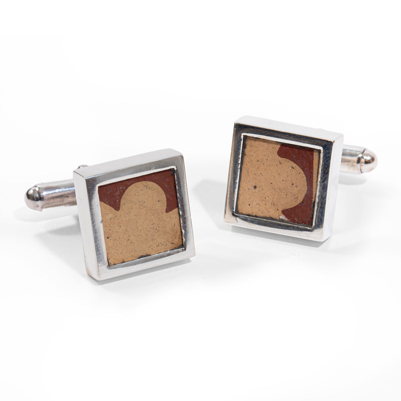 Sterling Silver Encaustic Tile Cufflinks