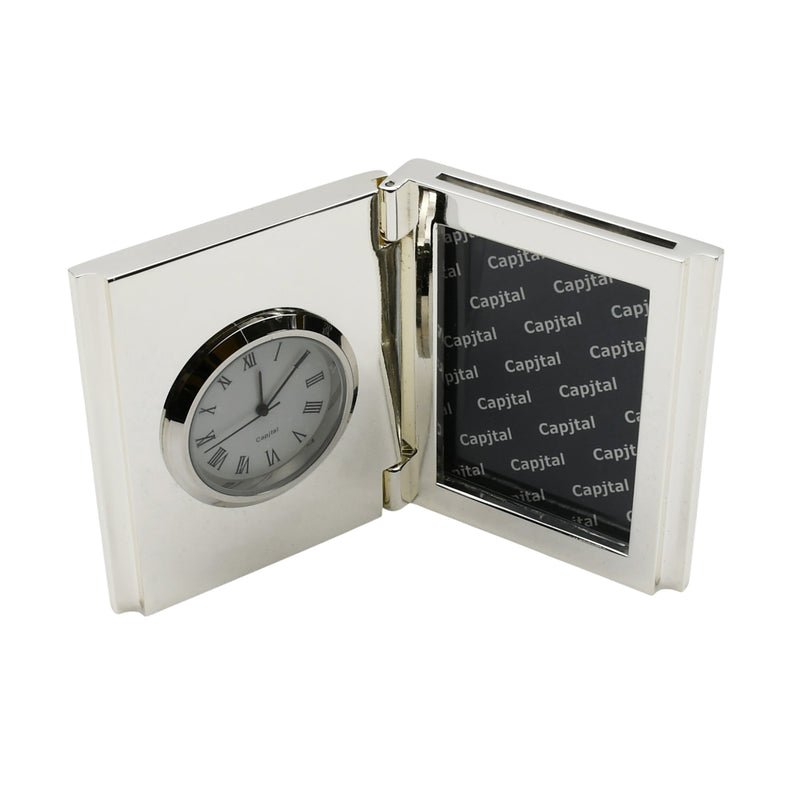 House of Commons Silver-Plated Desktop Clock and Photo Frame