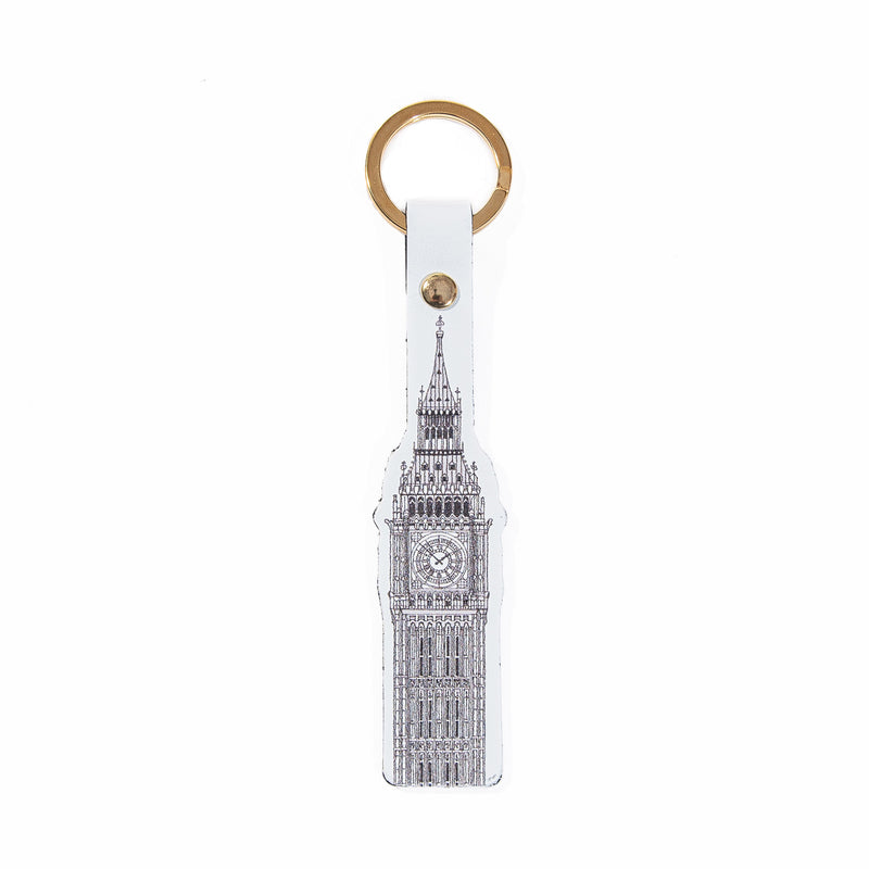 Big Ben Architectural Drawing Leather Keyring