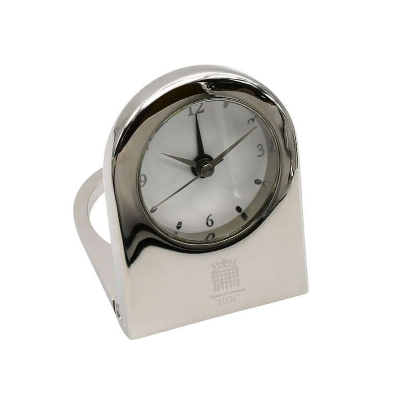 House of Commons Silver Plated Travel Alarm Clock