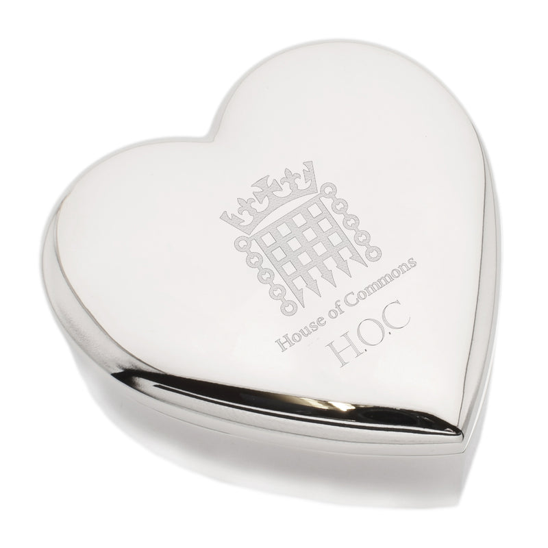 Personalised House of Commons Heart Shaped Trinket Box