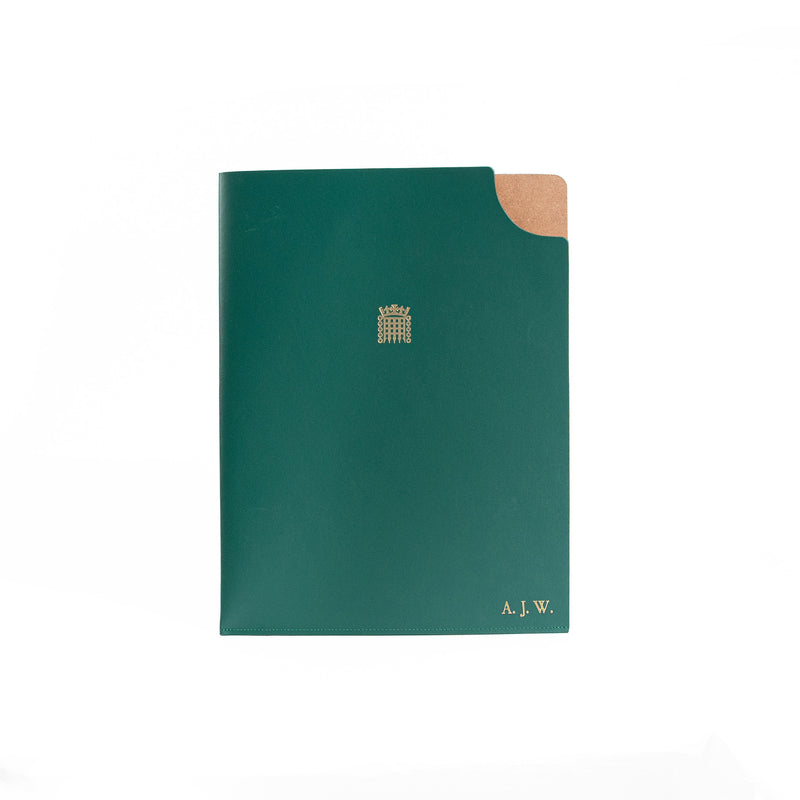 Personalised House of Commons Recycled Leather A4 Document Sleeve