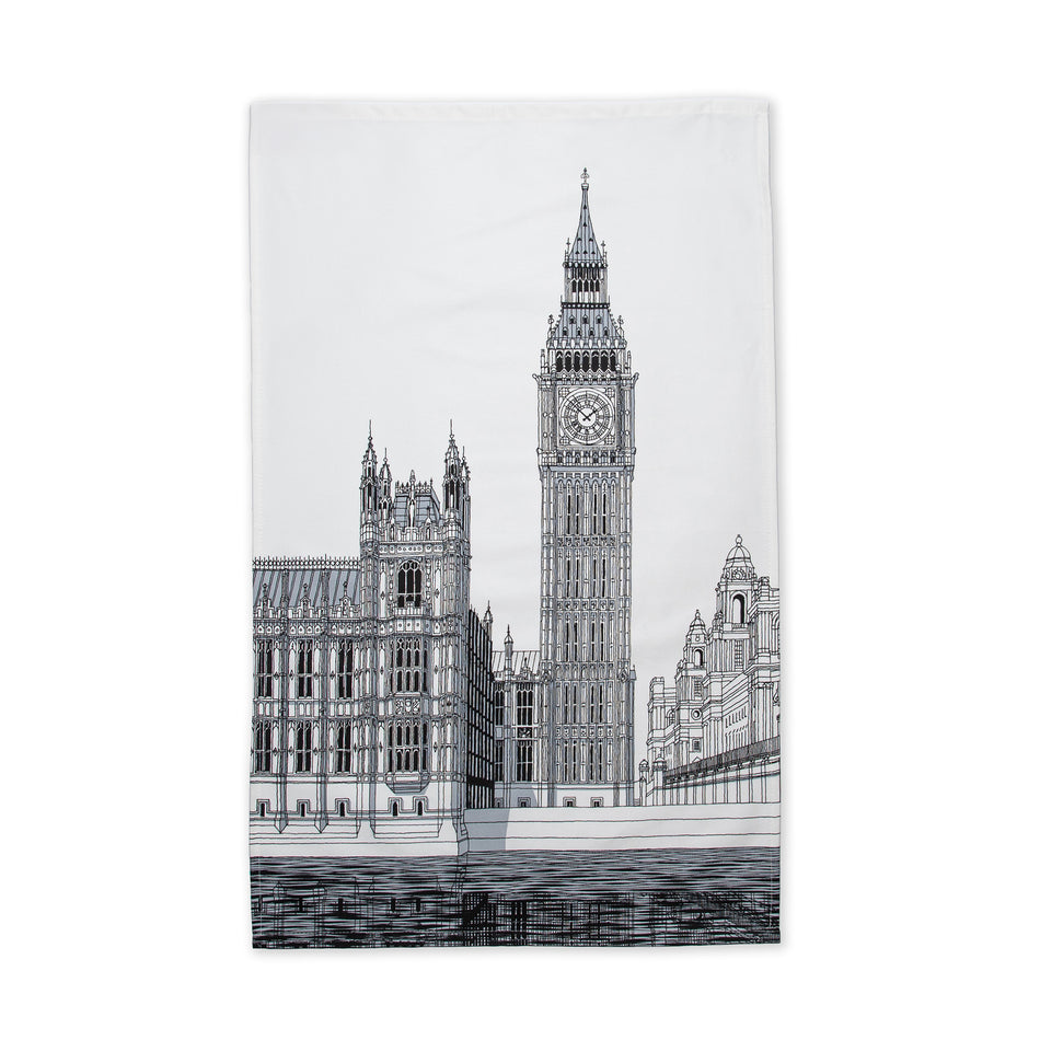 Big Ben Architectural Drawing Tea Towel featured image