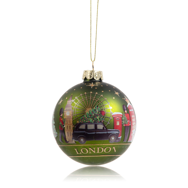 London Scene Green Christmas Bauble