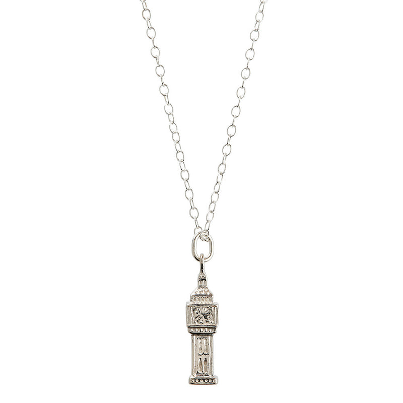 Sterling Silver Big Ben Pendant Necklace