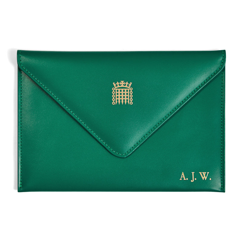 Personalised Padded Leather Envelope with Silk Lining