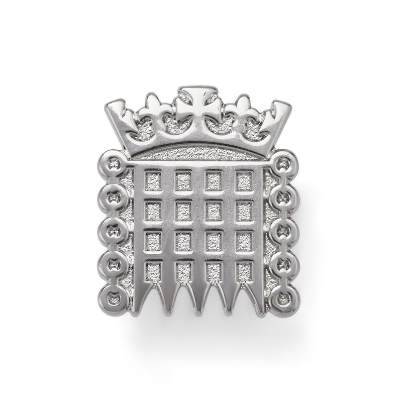 Silver Portcullis Lapel Pin