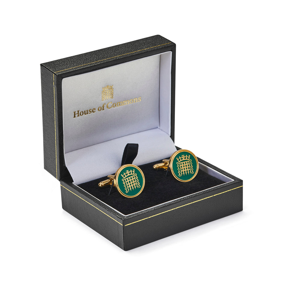 Portcullis Green Enamel Circular Cufflinks featured image