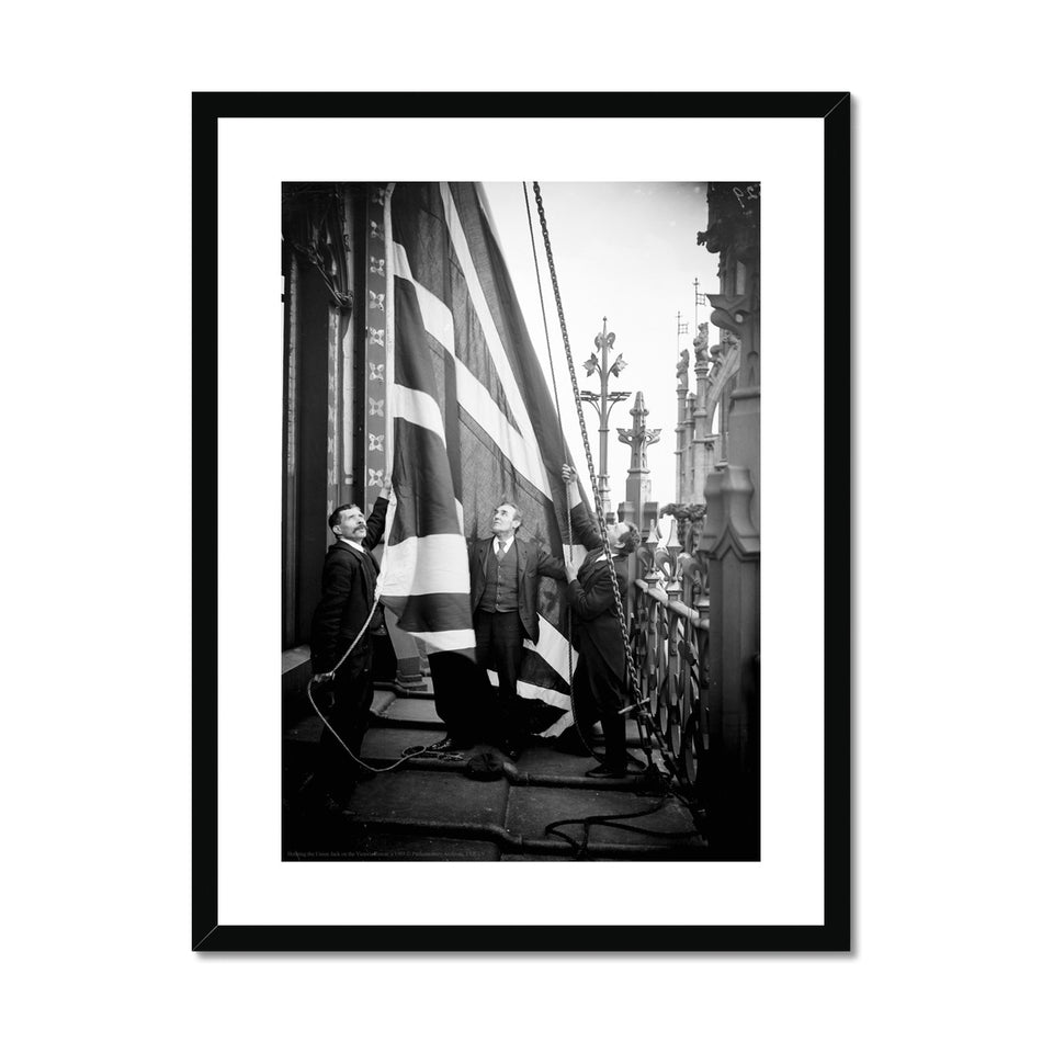 Hoisting the Union Jack on the Victoria Tower, c.1905 Framed &amp; Mounted Print featured image