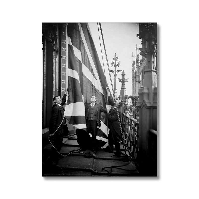 Hoisting the Union Jack on the Victoria Tower, c.1905 Canvas